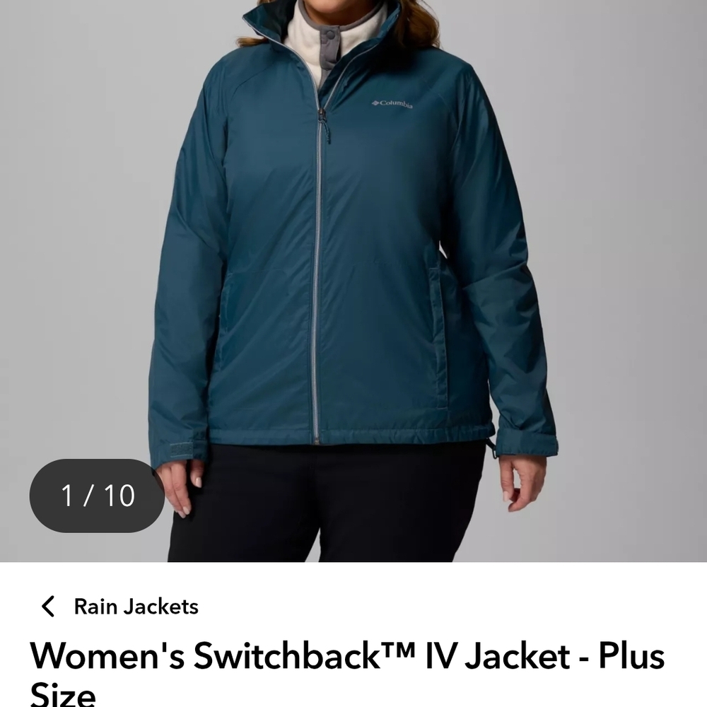 Columbia Women's Switchback Rain Jacket 3x, Forest Green
